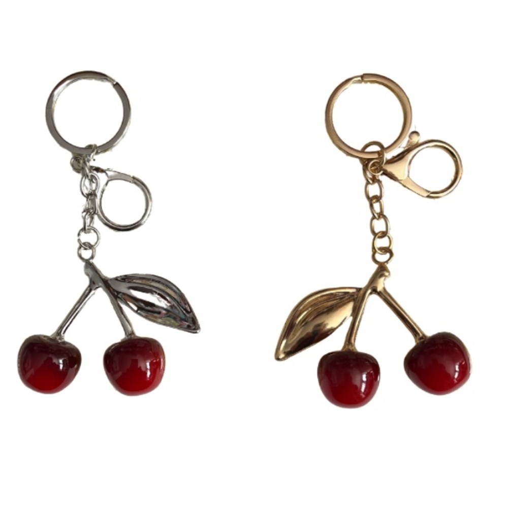 Pick (1) Cherry Keychain - Silver or Gold